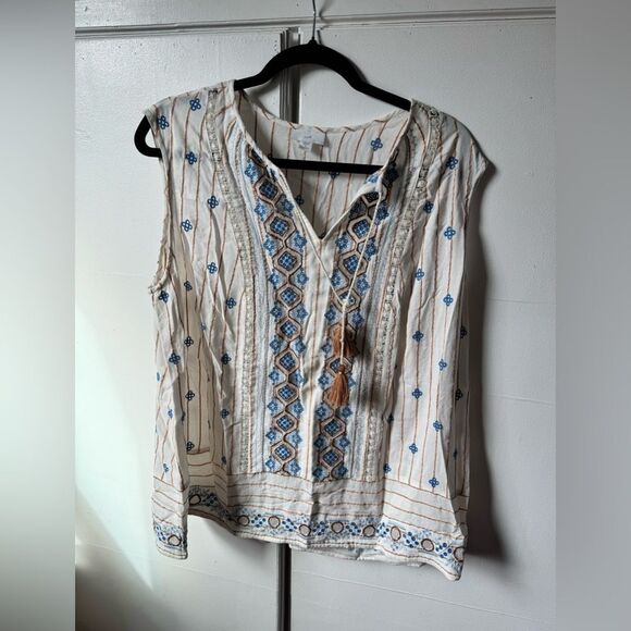 J. Jill Lilah Textured-Stripes Embroidered Top - Picture 4 of 7